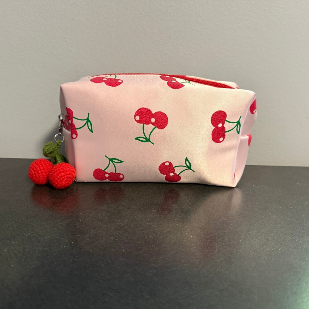 Ulta Beauty Pink & Red Cherry Print Makeup Case NEW - Picture 5 of 6